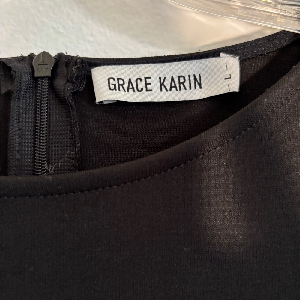 Grace Karin Black 3/4 Ruffle Cape Sleeve Pencil Dress Size Large  SKU 23 - Picture 7 of 10